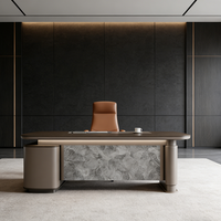 Bureau de direction en noyer pour PDG, directeur général, directeur, mobilier de bureau professionnel, chaise et table, mobilier de bureau d'usine