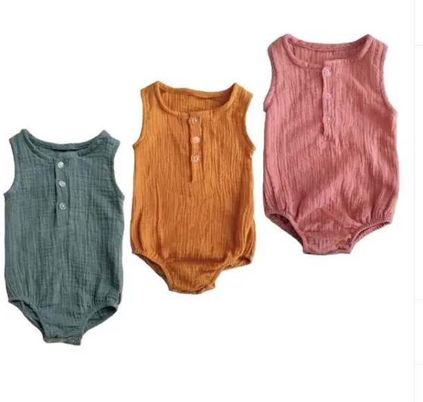 Fabrik Stoff Einfache Baby Kleidung Neutral Muslin Mädchen Jungen Bodys Strampler