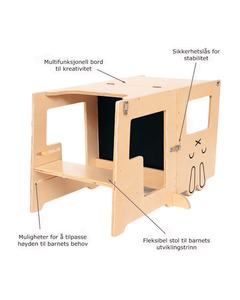 Tour d'apprentissage pliable en <span class=keywords><strong>bois</strong></span>, <span class=keywords><strong>tabouret</strong></span> de cuisine pour enfant, aide <span class=keywords><strong>4</strong></span> en 1, marchepied de cuisine pour tout-petit avec tableau noir pour enfants - Product Image 5