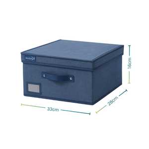 Scatola portaoggetti in tessuto con coperchio e maniglia 50x40x25cm, pieghevole, organizer per armadio, formato maxi, blu - Product Image 2