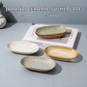 Plato de Sushi de Cerámica Estilo Japonés de 6 Pulgadas, Diseño Japandi, No Tóxico, Forma Ovalada, Vajilla para Restaurantes y Catering, Plato para Fiestas - Product Image 2