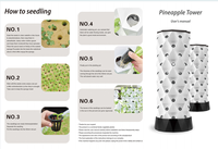 Grand système hydroponique vertical empilable en forme d'ananas avec éclairage LED pour la culture hors-sol en intérieur, pot de culture