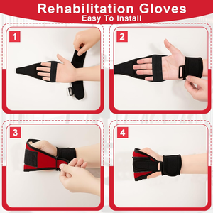 Guantes de rehabilitación para accidentes cerebrovasculares, <span class=keywords><strong>férula</strong></span> para dedos, dispositivo de entrenamiento de mano antiespasticidad para recuperación de hemiplejia en personas mayores - Product Image 4