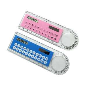 Mini calculatrice solaire multifonction avec loupe 10 Cm, papeterie de bureau pour l'école, cadeau pas cher, règle Ultra-fine - Product Image 1