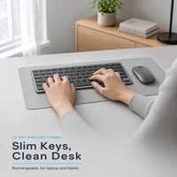 Clavier et souris sans fil ultra-minces rechargeables 78 touches pour ordinateur de bureau, PC portable et tablette