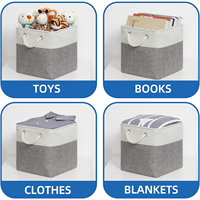 Panier à linge pliable en lin, bac de rangement cubique tressé bicolore, organisateur de vêtements et de jouets pour la maison et le placard