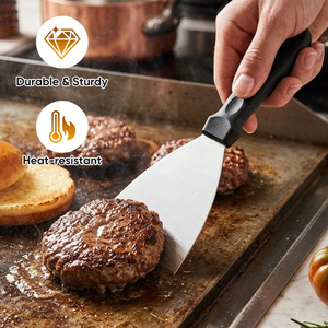 Espátula de Acero Inoxidable para Plancha con Mango Reforzado con Remaches, Espátula Comercial para Teppanyaki y Carne, 2 Tamaños para Restaurante y Barbacoa - Product Image 3