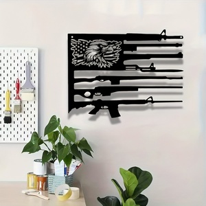 Décoration Murale Métallique Classique Aigle Drapeau Américain Art Déco pour Amateurs d'Armes à Feu - Ornement Mural Métallique pour Anniversaire - Product Image 3
