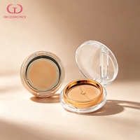 Boîtier vide rond transparent nude en ABS/PS/PET à double couche pour poudre compacte, plaqué or, logo personnalisé, OEM, vente en gros, en vrac