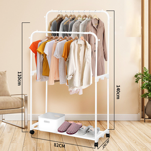 Đơn Giản Áo Giá Sàn Móc Áo Di Chuyển Phòng Ngủ Lưu Trữ Quần Áo Hiển Thị Đứng Đa Chức Năng Lưu Trữ Giày Giá Móc Áo - Product Image 3