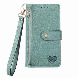 Pour Samsung Galaxy S23/S24 Ultra Zipper Design Wallet case Pouch avec corde, Fashion Heart Flip case Cover pour Galaxy A54 5G - Product Image 5