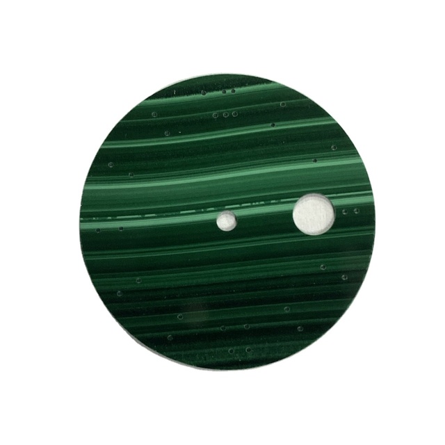 HQ GEMS 33.5mmx0.4mm AAA Quality Coins Round Shape Malachite Gemstone Blank Dial Watch Making