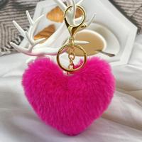 Porte-clés en peluche lapin coloré en forme de coeur couleurs vente en gros automne hiver sac pendentif porte-clés