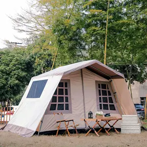Personnalisé zhejiang tente portable coton toile en plein air tente maison de luxe cabine camping tentes familiales