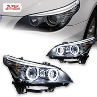 Pour BMW Série 5 E60 (2003-2010) – Phare avant à LED double faisceau avec lentille Angel Eye modifiée et clignotants 12V