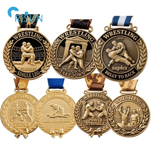 Médaille personnalisée de champion de la lutte de <span class=keywords><strong>sumo</strong></span> Médaillons en or, argent, bronze et cuivre antiques Médailles de médaille de lutte personnalisées - Product Image 1