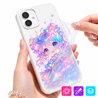 Autocollant holographique UV en cristal pour coque de téléphone, tasse, plastique, métal – Résistant aux rayures, dessin animé, anime, pour les passionnés de bricolage