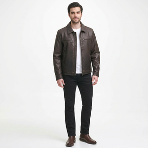 Chaqueta de Cuero de Oveja de Último Diseño 2026, Precio Bajo, Calidad Superior, Hecha a Medida, Estilo Urbano, Cuero Genuino, Estilo Vintage para Hombre - Product Image 1