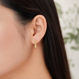 Pendientes de Barra Trenzada de Acero Inoxidable con Circonita Transparente en Tono Dorado y Acero, Joyería Minimalista de 15 mm - Product Image 4