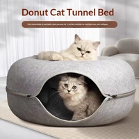 Lit universel quatre saisons pour chat en feutre velours, tunnel, jouet, cabane pour lapin, abri chaud en forme de pneu, amovible et lavable, pour salon