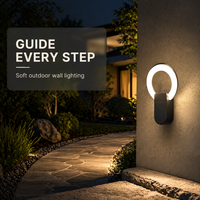 Applique murale extérieure LED ovale minimaliste évidée 12W avec diffuseur annulaire en PC, étanche IP65, pour villa, cour et éclairage paysager