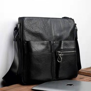 Men's Shoulder <b>Bag</b> Top-Grain Cowhide Black Business Travel Solid Color Summer 2025 - Product Image 2