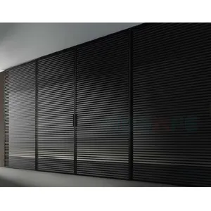HDSAFE商用卧室装饰黑色法式滑动门隔断室内隔断8毫米钢化玻璃铝门