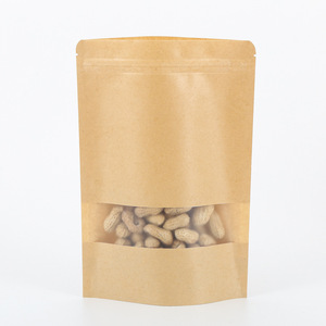 Sac en papier kraft à fermeture éclair personnalisé avec fenêtre transparente, matériaux recyclés, <span class=keywords><strong>emballage</strong></span> pour granola, vêtements, <span class=keywords><strong>emballage</strong></span> <span class=keywords><strong>alimentaire</strong></span> de qualité supérieure - Product Image 4