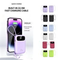 Batterie externe portable mini 20000 mAh avec impression UV personnalisée du logo, 4 câbles intégrés, certifiée 3C, cadeau promotionnel personnalisé