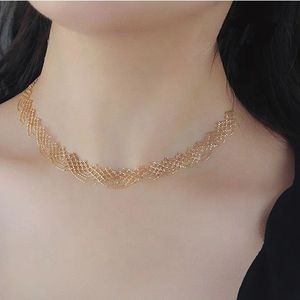 Collier chaîne en dentelle en or jaune véritable 18 carats de luxe pour femmes, design original fait main, ne ternit pas, prix de gros Xinfly - Product Image 2