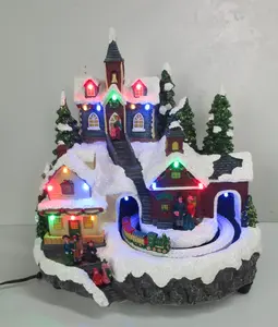 Christmas resin lighted village house model Arts and Crafts for Holiday Decoration