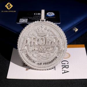 Bijoux Wuzhou Zuanfa, bijoux personnalisés, charme, grand cercle rond, pendentifs pour hommes, argent 925, diamant glacé, moissanite VVS - Product Image 4