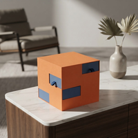 Caja de Regalo de Papel Cúbica de Lujo Personalizada, Caja Creativa de Múltiples Capas con Cajones, Caja de Embalaje para Cosméticos y Joyería en Naranja y Azul