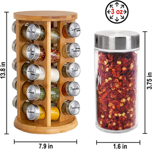 Tre Gỗ <span class=keywords><strong>20</strong></span> Jar xoay gia vị giá Countertop gia vị lưu trữ tổ chức kệ - Product Image 3