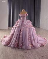 QUEENSGOWN Royal robe de bal à épaules dénudées lilas Tulle Empire Quinceanera avec appliques florales robe de soirée de bal formelle pour femmes