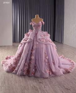 <span class=keywords><strong>Abito</strong></span> da ballo Royal Off-spallow stile Quinceanera impero <span class=keywords><strong>Tulle</strong></span> lilla con applicazioni floreali <span class=keywords><strong>abito</strong></span> da sera da ballo formale da <span class=keywords><strong>donna</strong></span> - Product Image 2