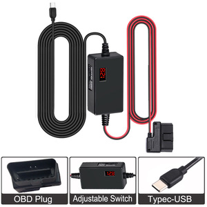 OBD2 digital <b>display</b> step-down <b>cable</b> automotive dashcam parking monitoring <b>cable</b> low voltage power cut-off adjustable L153 - Product Image 5