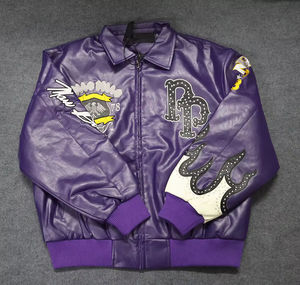 رداء بيسبول بكتف متدلية جاكيت مطرز بشعار هيب هوب جاكيت جلد صناعي جاكيت رجالي جاكيت للرجال - Product Image 4