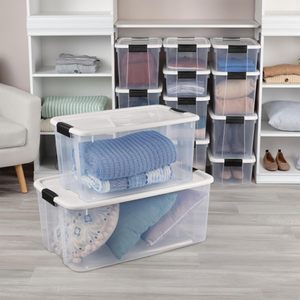 Boîtes de rangement avec couvercles, en plastique transparent, 70 quarts - Contenants de rangement robustes pour placard, salle de bain et bureau - Product Image 4