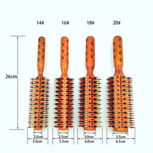 Souffleur de <span class=keywords><strong>cheveux</strong></span> professionnel manche en bois <span class=keywords><strong>brosse</strong></span> à <span class=keywords><strong>cheveux</strong></span> ronde en nylon résistant à la chaleur pour une utilisation de style de salon - Product Image 4