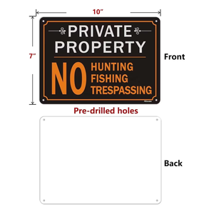 Segnale Riflettente Impermeabile per il <span class=keywords><strong>Traffico</strong></span>: Proibito la Caccia, la Pesca e l'Ingresso - Cartello di Avvertimento per Fattorie e Terreni in Lamiera di Alluminio Resistente alle Intemperie - Product Image 2