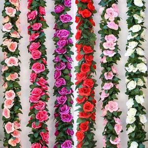 Guirlandes de roses artificielles Green Home 2M, fleurs en soie, décoration de mariage, suspendues au plafond et au mur - Product Image 1