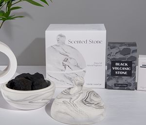 Diffuseur d'arômes marbrés best-seller ensembles de roseaux boîte-cadeau de sel de bain en pierre volcanique sans flamme ensemble de parfums d'intérieur et de parfums - Product Image 5