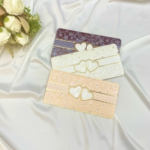 Cartes d'invitation de mariage européennes faites à la main, thème amour, couleur rose, style pochette, design floral - Product Image 5