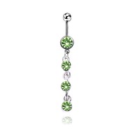 Bague de ventre en acier inoxydable à la mode sertie de nouveaux accessoires de dames de plume de tortue de diamant de feuille verte pour les fêtes de fiançailles