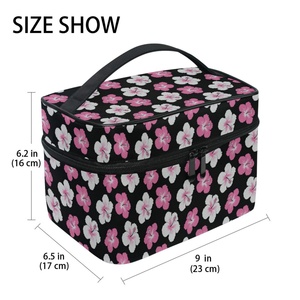 Portable Beauty Zipper Makeup Organizer Custom Print Hau Flower Waterproof Toiletry <b>Train</b> Travel Case Cosmetic Bag for Women - Product Image 2