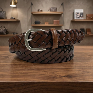 Ceinture florale en cuir de vachette véritable de haute qualité BS INTERNATIONAL, imperméable, avec boucle carrée en acier imprimée par transfert thermique - Product Image 1