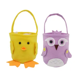 Factory Direct Easter Decorations Felt Basket Easter Chick Animal Bucket Easter Owl Basket