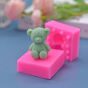 Spot Wholesale 3D Cute Bear Shape Silicone Mold Aromatherapy Candle DIY Making Silicone Mould