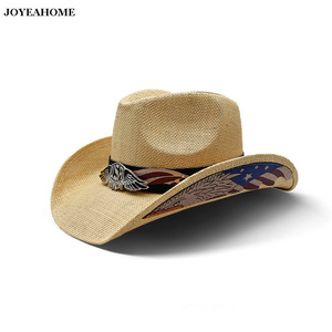 Cappello da Cowboy <span class=keywords><strong>in</strong></span> Paglia Personalizzato con Tesa Larga, Cappello Estivo da Spiaggia per Uomo e <span class=keywords><strong>Donna</strong></span> - Product Image 5